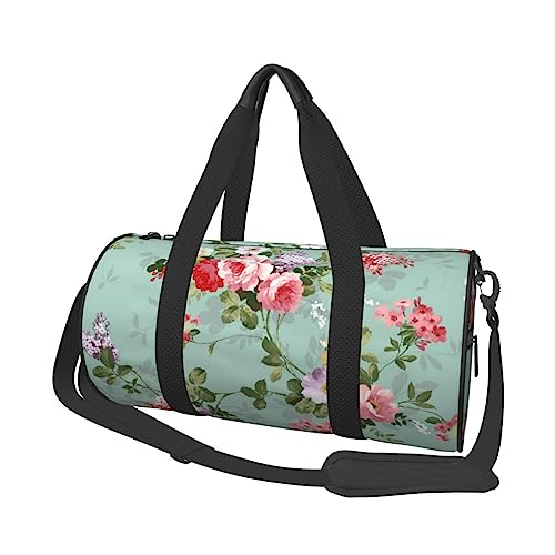 Runde Reisetasche Faltbare Sporttasche Große Kapazität Happy New Year Übernachtungstasche Geeignet für Männer und Frauen, Vintage-Blumenmuster, Einheitsgröße von IguaTu