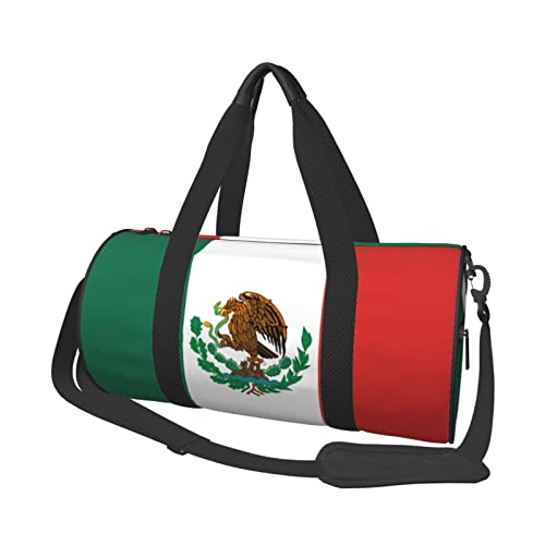 Runde Reisetasche Faltbare Sporttasche Große Kapazität Rosa Marmor Textur Übernachtungstasche Geeignet für Männer und Frauen, Flagge Mexikos, Einheitsgröße von IguaTu