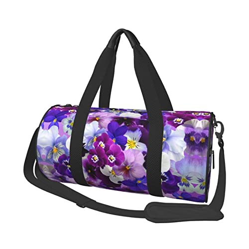 Runde Reisetasche Faltbare Sporttasche Große Kapazität Roter Panda Übernachtungstasche Geeignet für Männer und Frauen, Violette Blume, Einheitsgröße von IguaTu