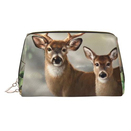 Strandszene mit Stühlen, Leder-Make-up-Tasche, Reise-Kulturbeutel, Organizer, tragbare PVC-Kosmetiktasche für Damen, Camouflage Hirsch, Einheitsgröße von IguaTu