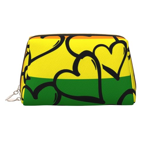 Strandszene mit Stühlen, Leder-Make-up-Tasche, Reise-Kulturbeutel, Organizer, tragbare PVC-Kosmetiktasche für Damen, Gay Pride Regenbogen-Muster, Einheitsgröße von IguaTu