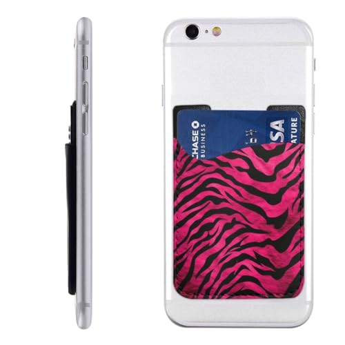 Zebra Tiger Leopard Pink Card Holder for Phone Case, Pu Leather Self ID Credit Card Case, Suitable for The Back of Most Smartphones von IguaTu