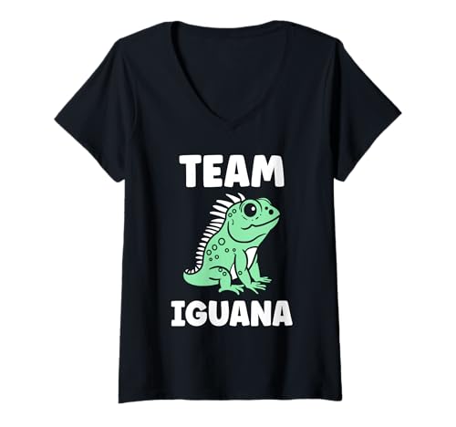 Damen Minimalist lizard iguana reptile simple team iguana T-Shirt mit V-Ausschnitt von Iguan animals reptile iguana funny
