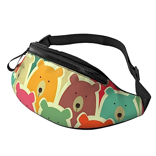 Abstrakte Weltkarte Bauchtasche für Männer und Frauen, modische verstellbare Crossbody-Hüfttasche für Reisen Sport Walking, Bunte Bären., Einheitsgröße von Iguatu