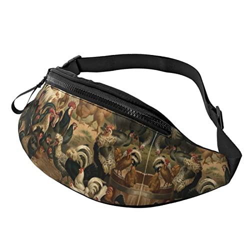 Bauchtasche mit Zebra-Druck, für Herren und Damen, modisch, verstellbar, für Reisen, Sport, Wandern, Huhn und Hahn., Einheitsgröße von Iguatu