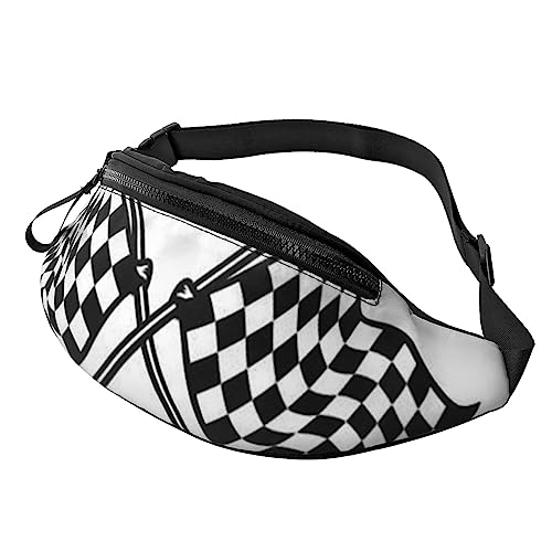 Gymnastikspiel Bauchtasche für Männer und Frauen, modische verstellbare Crossbody-Hüfttasche, für Reisen, Sport, Walking, Karierte Flaggen Rennflagge, Einheitsgröße von Iguatu