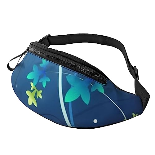 Niedliche Meerestier-Bauchtasche für Männer und Frauen, modische, verstellbare Crossbody-Hüfttasche, für Reisen, Sport, Wandern, Blau Mini Blume Wirbel, Einheitsgröße von Iguatu