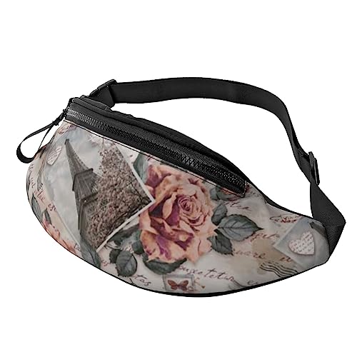 Niedliche Meerestier-Bauchtasche für Männer und Frauen, modische, verstellbare Crossbody-Hüfttasche, für Reisen, Sport, Wandern, Flower Paris Eiffelturm, Einheitsgröße von Iguatu