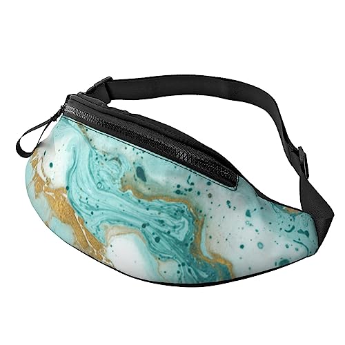 Ocean Beach Ananas Bauchtasche für Männer und Frauen, modische verstellbare Crossbody-Hüfttasche für Reisen Sport Walking, Blaugrün und Gold Marmor, Einheitsgröße von Iguatu