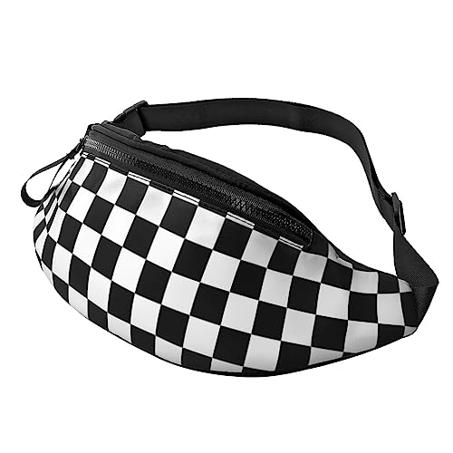 Ocean Beach Ananas Bauchtasche für Männer und Frauen, modische verstellbare Crossbody-Hüfttasche für Reisen Sport Walking, Schwarz-weiße, karierte Flagge, Einheitsgröße von Iguatu