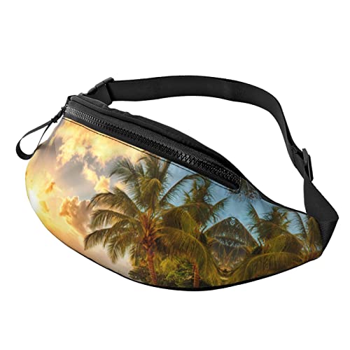 Rote Rose Bauchtasche für Herren und Damen, modische verstellbare Umhängetasche, für Reisen, Sport, Wandern, Sonnenuntergang Hawaii Palme, Einheitsgröße von Iguatu