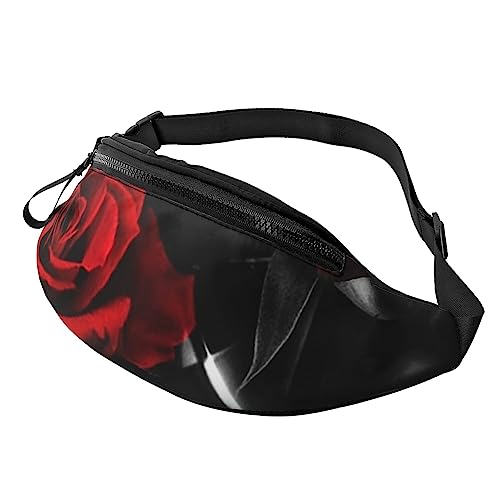 Rote Rose Bauchtasche für Herren und Damen, modische verstellbare Umhängetasche, für Reisen, Sport, Wandern, rote rose, Einheitsgröße von Iguatu