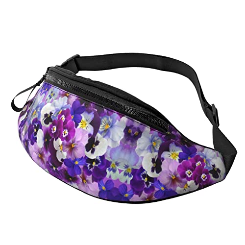 Santorini Griechische Insel Sea View Bauchtasche für Männer und Frauen, modische verstellbare Crossbody-Hüfttasche für Reisen Sport Walking, Violette Blume, Einheitsgröße von Iguatu