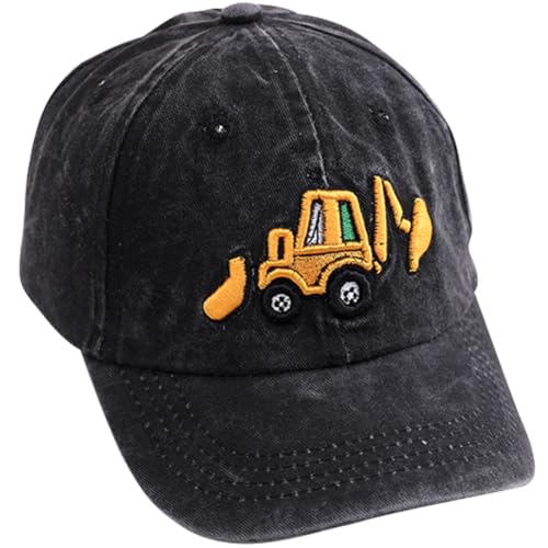 Bagger Kinder Baseball Cap, Auto Baseballcap Baseballmützen Sonnenhut Sonnenschutz Kappe Cartoon Baseball Kappe Kinder Caps Baseballkappe für Kinder Junge Mädchen 2-8 Jahre Schwarz von IhLux