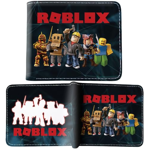 IhLux Roblox Portemonnaie Kinder Geldbörse Zweifach Gefalteter Kreditkartenhalter Slim Geldbörse Jugend Anime Bifold Münzfach Kinder Karikatur Geldbörsen Für Jungen Und Mädchen Hält Kleingeld(C) von IhLux