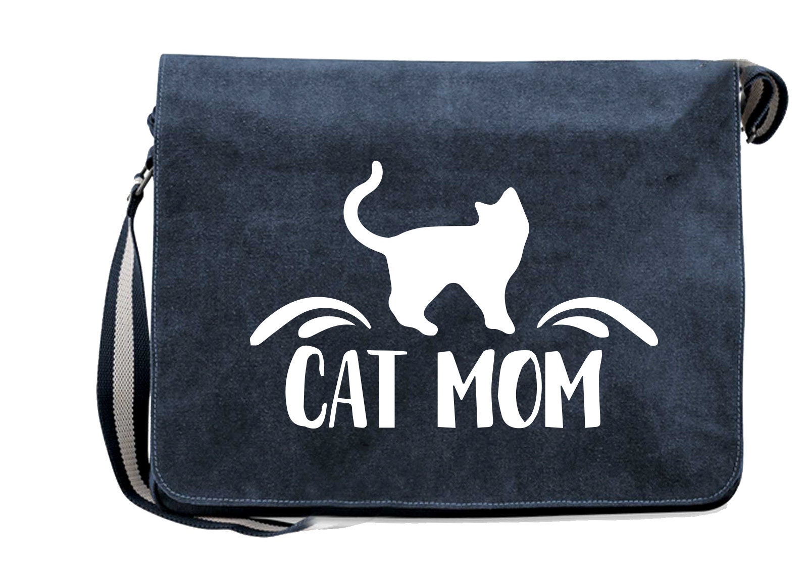 College Vintage Tasche in Den Farben Schwarz Oder Blau - Motiv Cat Mom College Vintage Tasche in Den Farben Schwarz Oder Blau - Motiv Cat Mom von IhrKreativShop