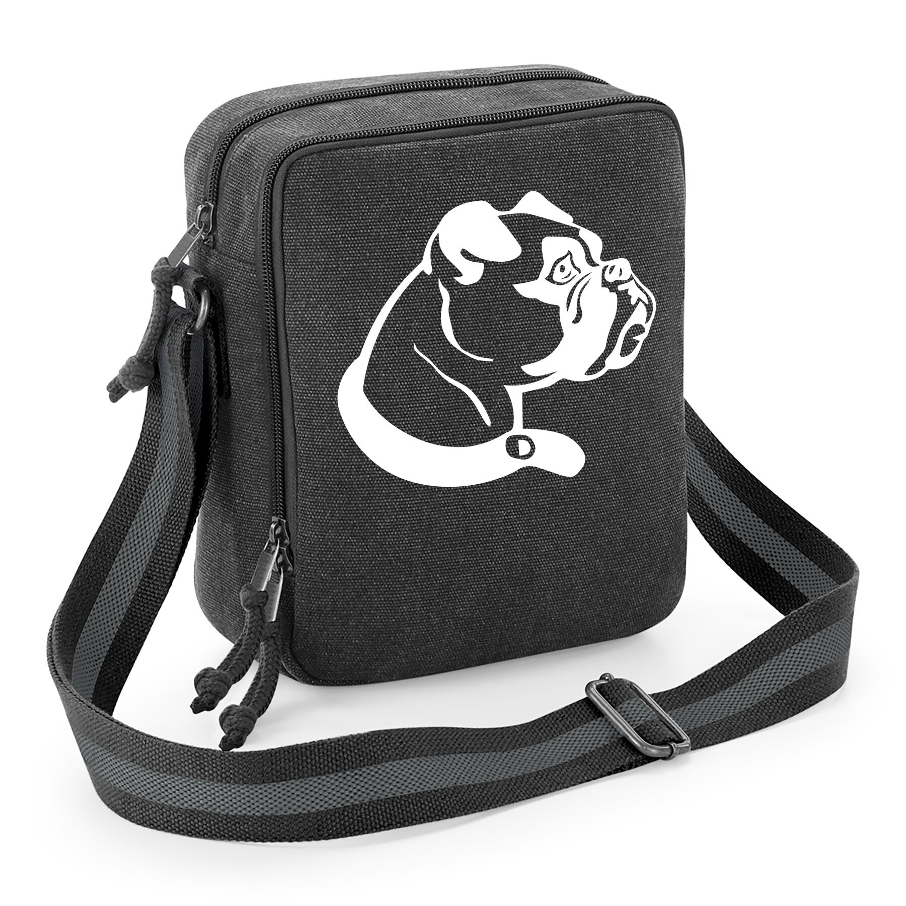 Umhänge Tasche - Vintage Canvas Mini Reporter Mit Hundemotiv Boxer Umhänge Tasche - Vintage Canvas Mini Reporter Mit Hundemotiv Boxer von IhrKreativShop