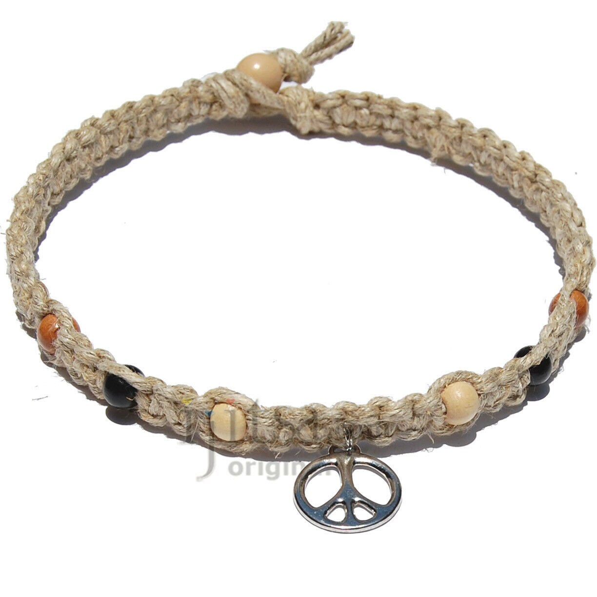 Natürliche Dicke Breite Flache Hanf Halskette Mit Großen Silber Peace Zeichen Und Bunte Holzperlen Um Natürliche Dicke Breite Flache Hanf Halskette Mit Großen Silber Peace Zeichen Und Bunte Holzperlen Um von Ijitsa
