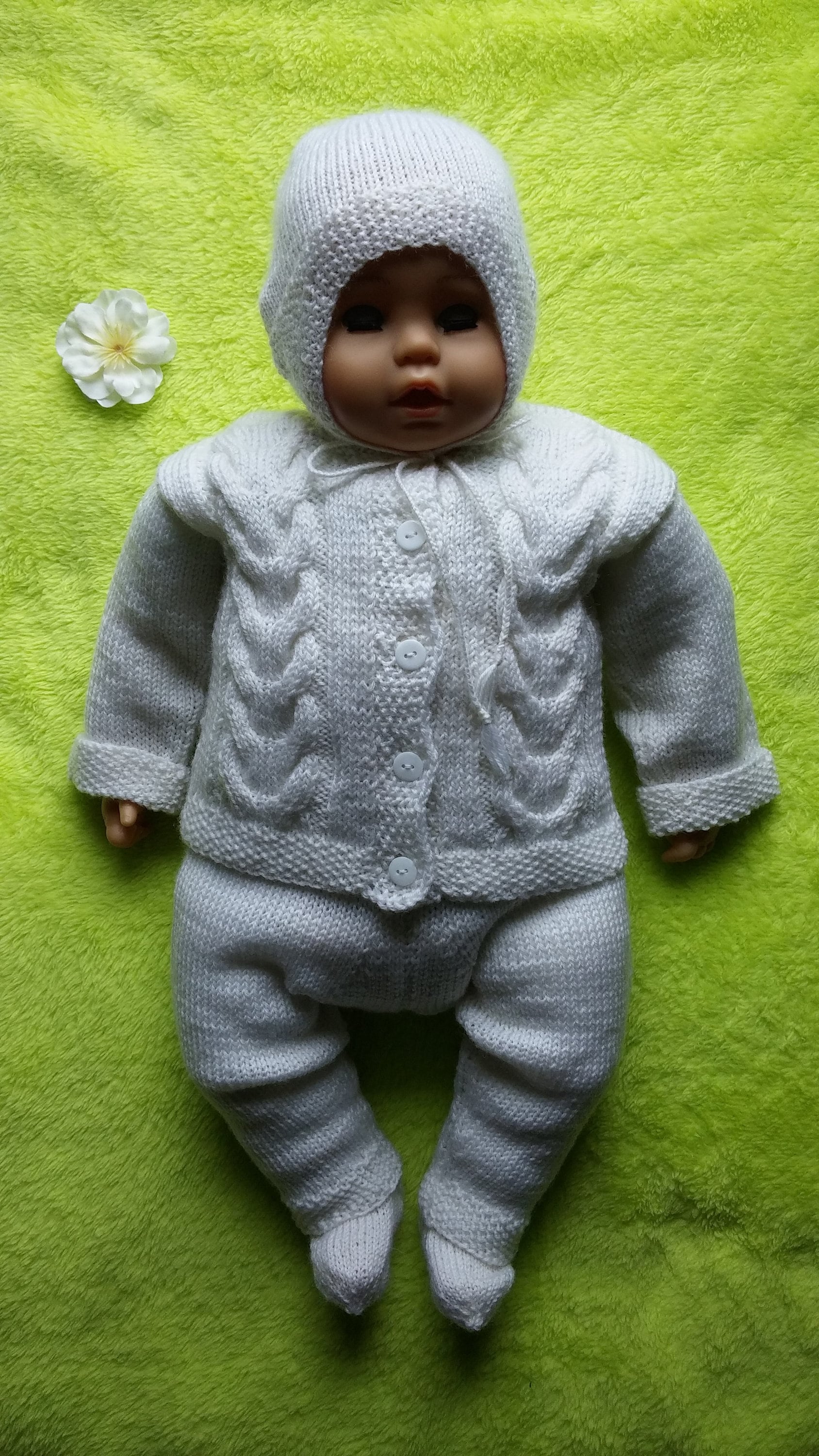 Hand Gestrickt Baby/Kleinkind Jungen Mädchen Zopf-Pullover-Set, Taufmantel-Jacke, Hose, Hut & Socken Für Baby, 60% Merinowolle. Mehrgrößen von IkalKnitting
