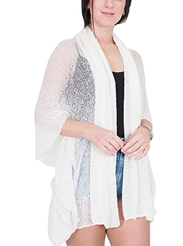 Damen Häkelspitze mittlerer Länge Mutterschaft Kaskade Kragen Strickjacke,Eine Grösse passt Allen (One Size, Ivory) von Ikat