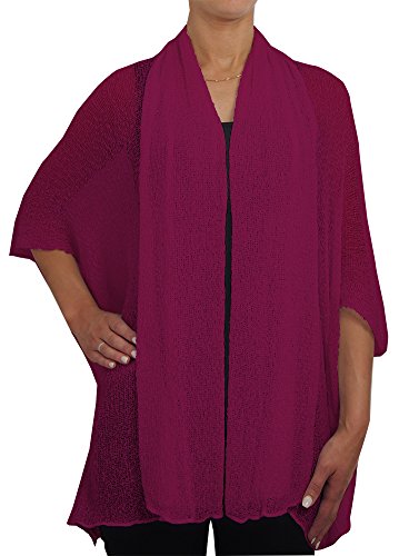 Ikat Damen Häkelspitze mittlerer Länge Mutterschaft Kaskade Kragen Strickjacke,Eine Grösse passt Allen (One Size, Magenta) von Ikat