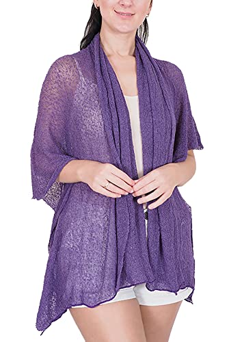 Ikat Damen Häkelspitze mittlerer Länge Mutterschaft Kaskade Kragen Strickjacke,Eine Grösse passt Allen (One Size, Purple) von Ikat