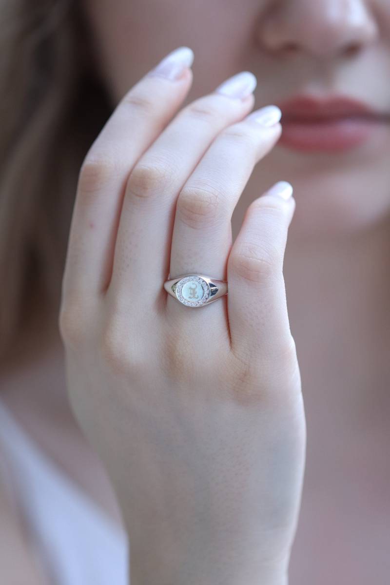 10K 14K 18K Gold Diamant Siegelring/Weihnachtsgeschenk Muttertagsring von IkeFineJewelry