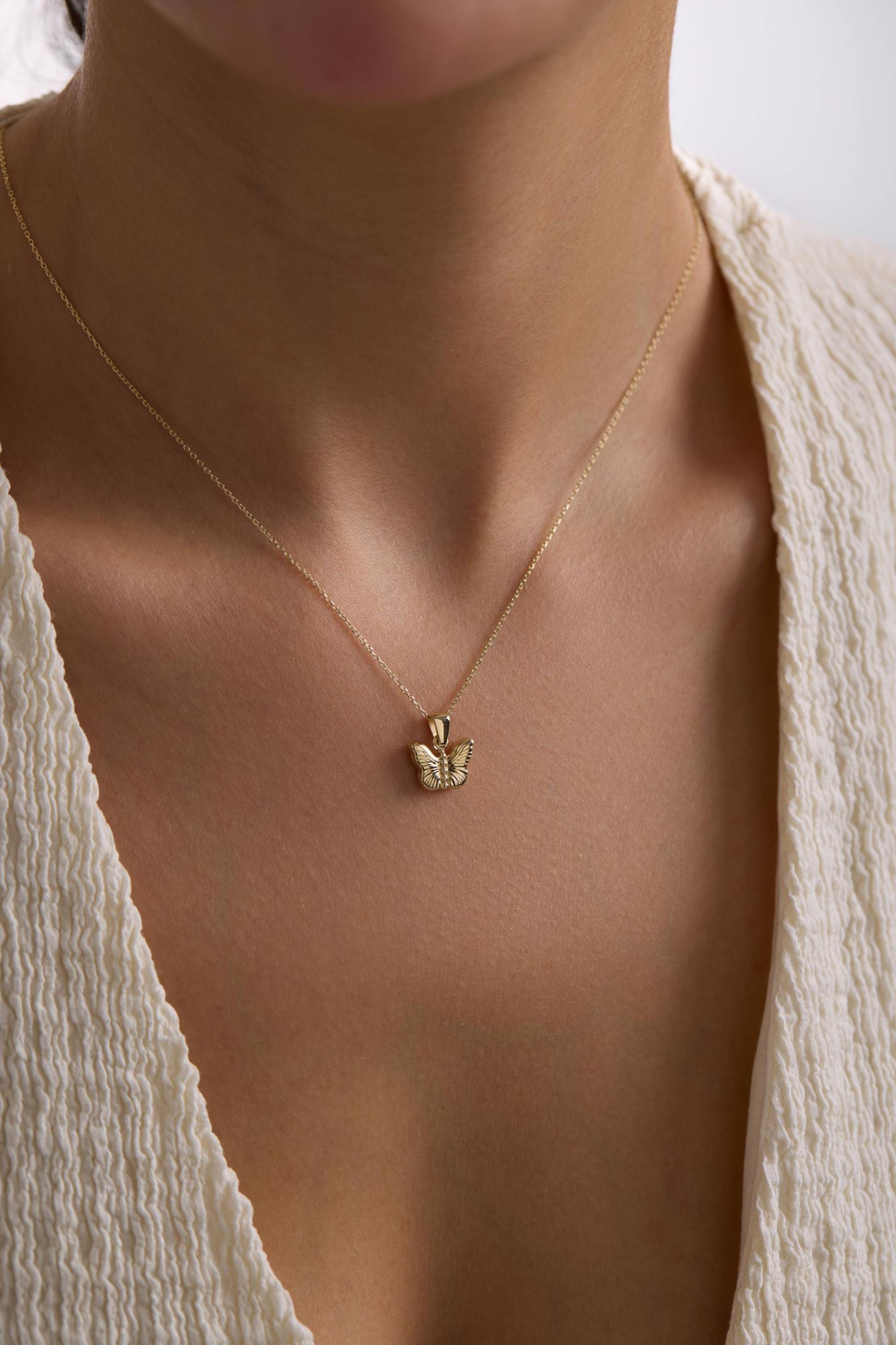 14K 18K Gold Engel Anhänger Halskette | Massiver Schutzengel Minimalist Geschenk Für Frauen Feiner Schmuck, Weihnachten von IkeFineJewelry