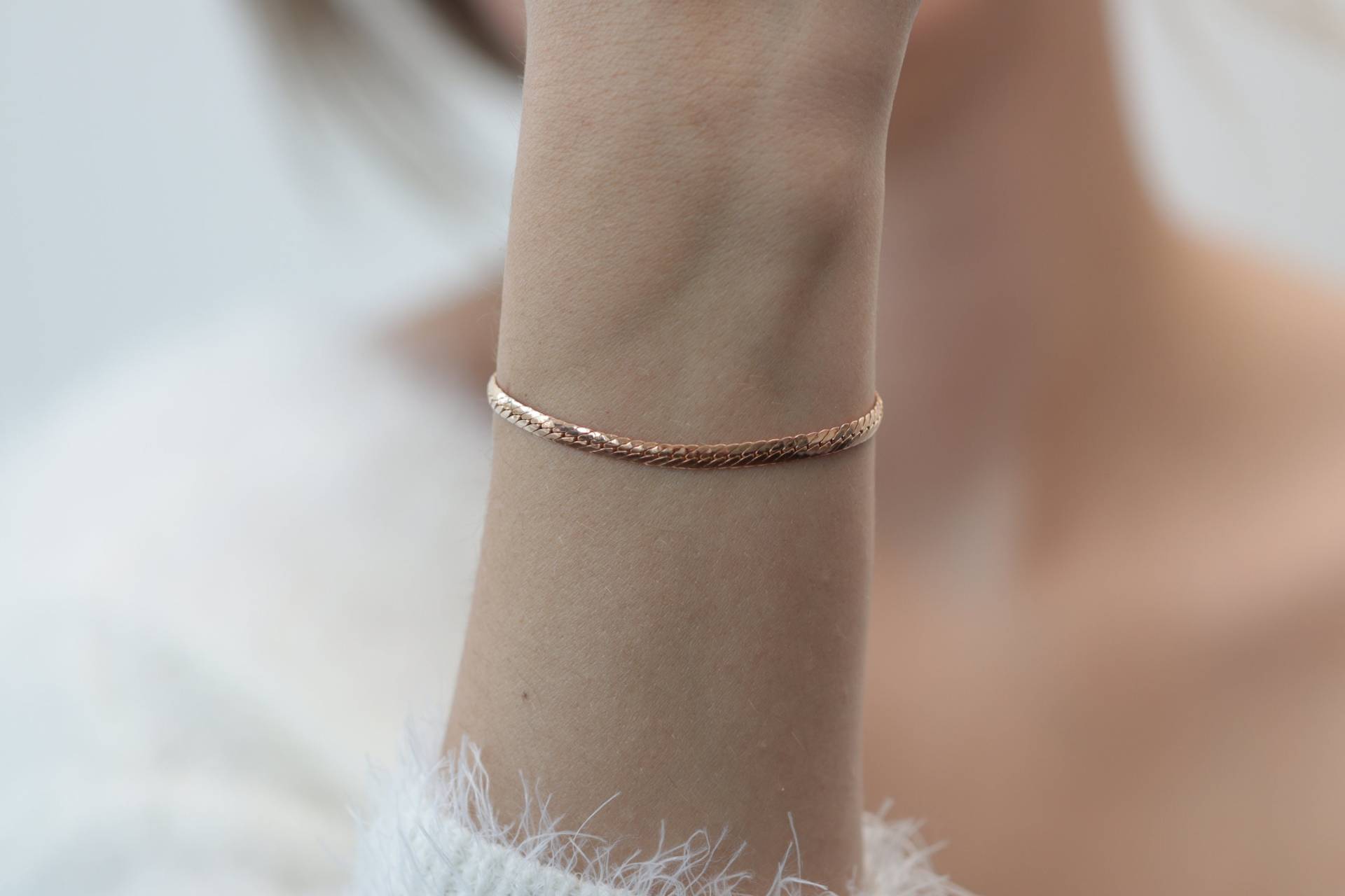 14K Gold Schlangenkette Armband Oder Fußkettchen /Handmade Erhältlich in Und Weißgold von IkeFineJewelry