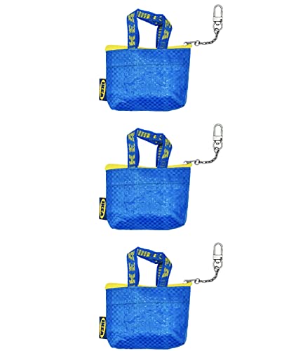 Ikea KNOLIG Mini Blue Bag Münzbörse mit Schlüsselanhänger, 104.782.42 - 3er Set von Ikea