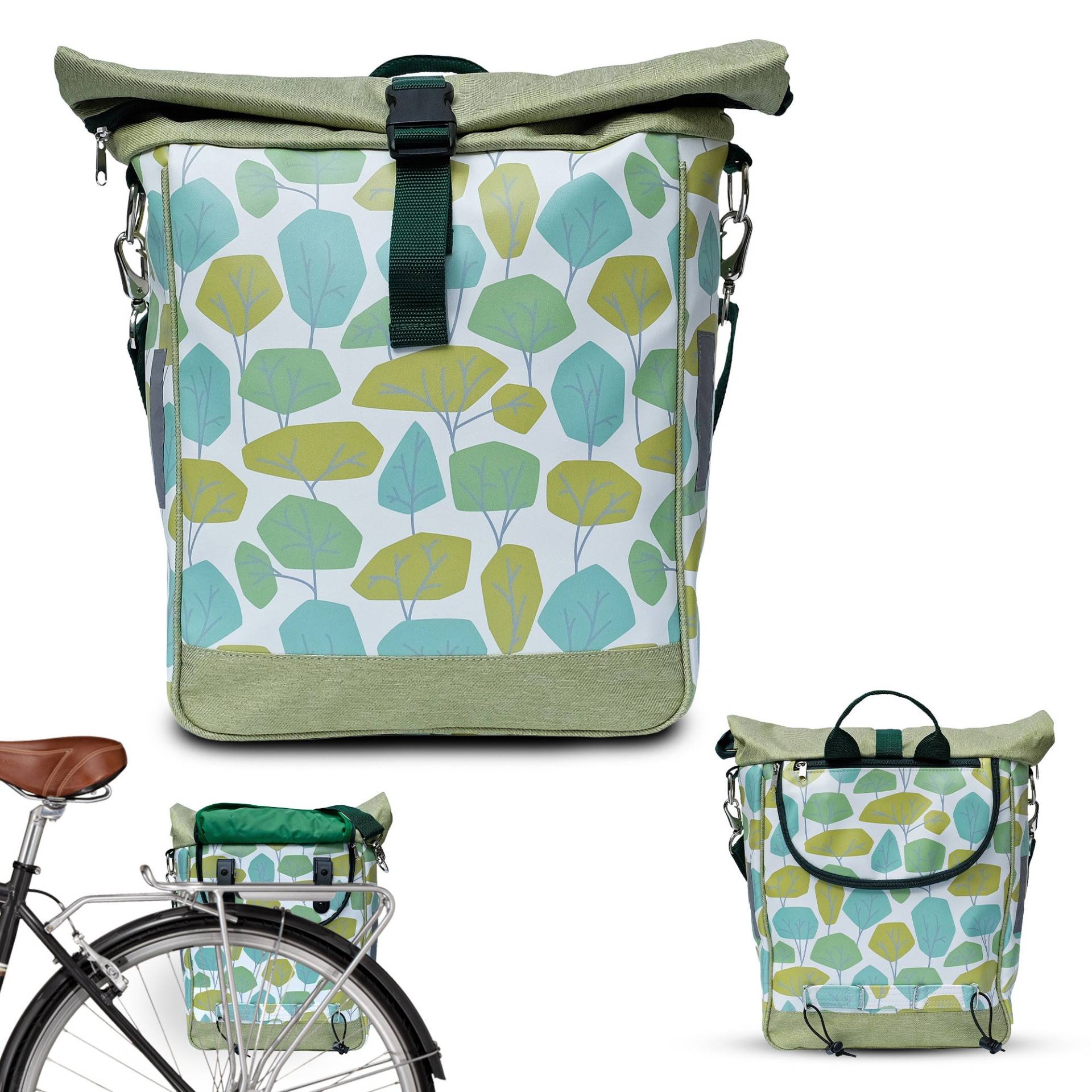 Fahrradtasche Gepäckträger Aus Plane - Gepäcktasche Für Frauen Wasserdicht Bike Panniers Fahrrad-Zubehör Design Bosque von Ikuri