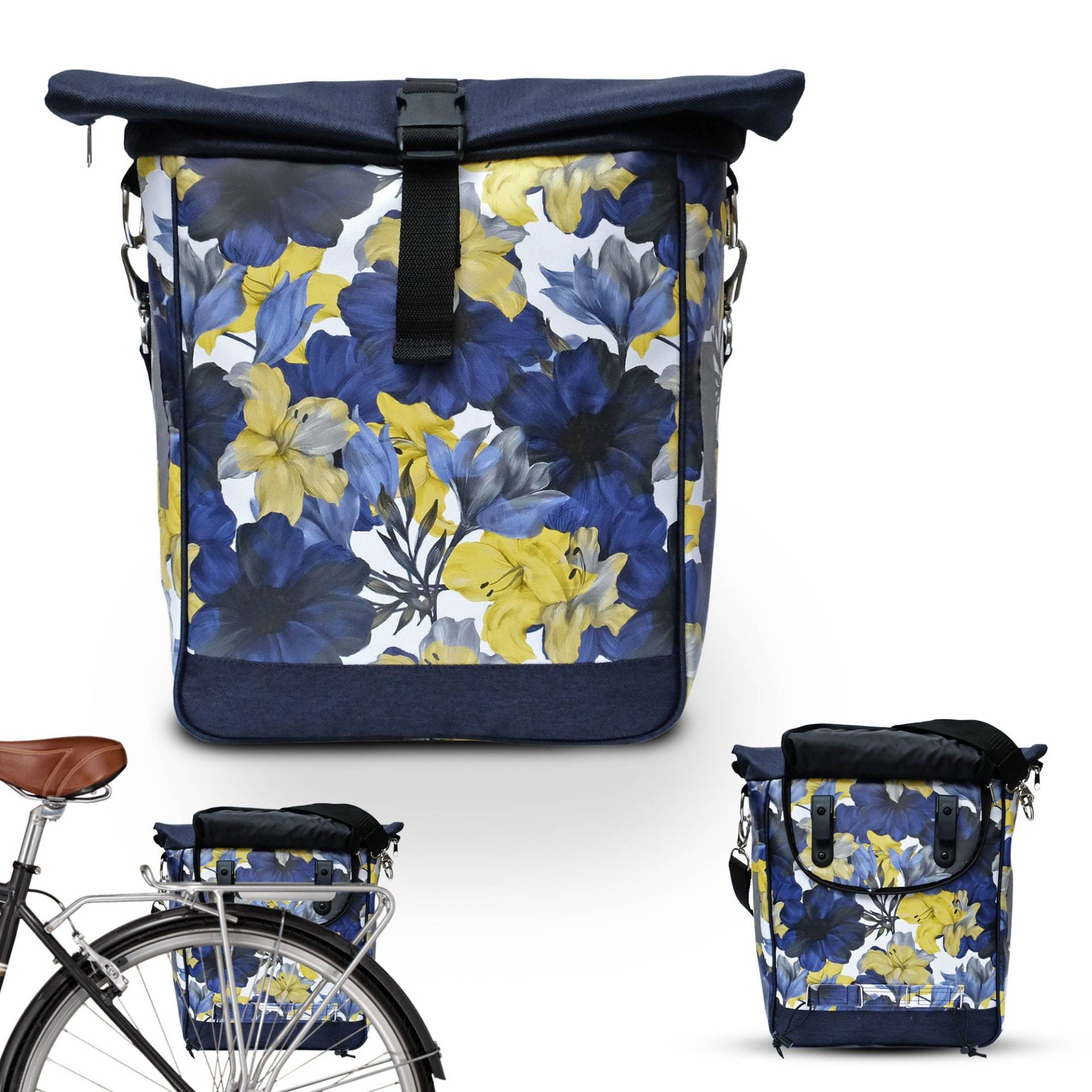 Fahrradtasche Gepäckträger Aus Plane Wasserdicht - Gepäcktasche Für Frauen Velotasche Bike Panniers Fahrrad-Zubehör Design Azucena von Ikuri