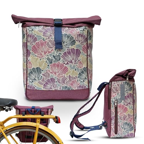 IKURI Fahrradtasche/Rucksack Kombi Fahrradrucksack aus Plane für Gepäckträger Packtasche Wasserdicht für Frauen - Modell Veranillo von Ikuri