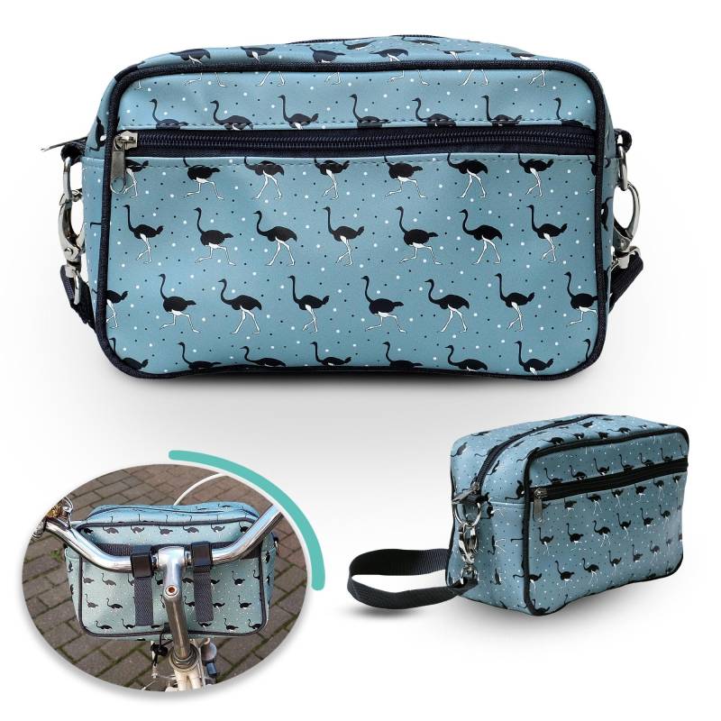 Kleine Fahrradtasche Für Lenker Aus Plane Mit Schultergurt Lenkertasche Vordertasche Frauen Wasserdicht Bike Bag Vorne - Avestruz von Ikuri