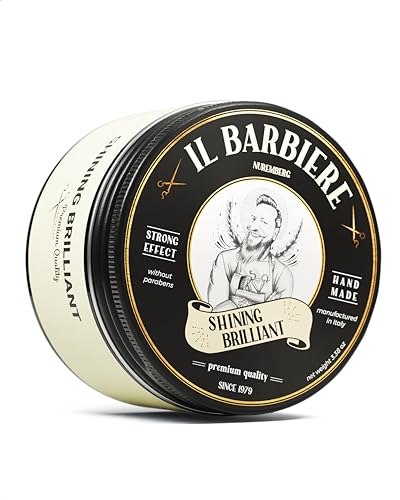 Il Barbiere® Shining Brilliant Pomade Wasserbasiert - Glänzendes Haarwachs, Flexibler Halt, Pomade Herren, Haarwachs Männer - Ohne Parabene, Silikonfrei - Handmade für einen einzigartigen Look, 100ml von IL BARBIERE