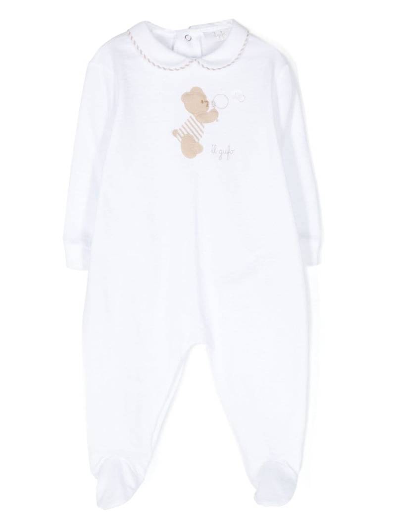 Il Gufo Pyjama mit Teddy-Patch - Weiß von Il Gufo