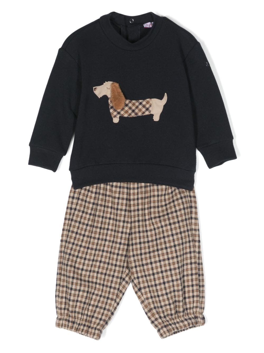 Il Gufo Set aus Pullover und Hose mit Hunde-Patch - Blau von Il Gufo