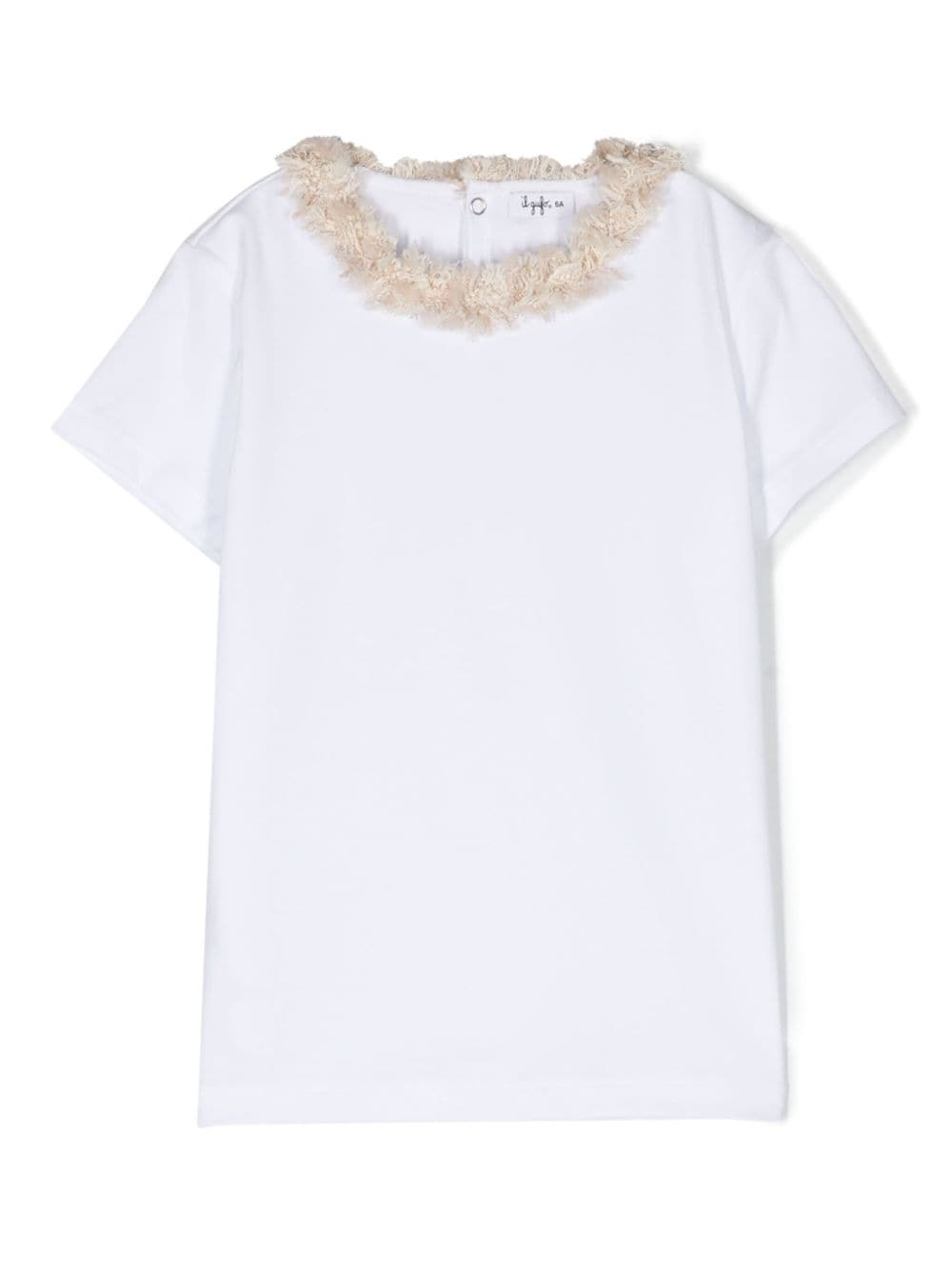 Il Gufo T-Shirt mit Faux-Fur-Besatz - Weiß von Il Gufo