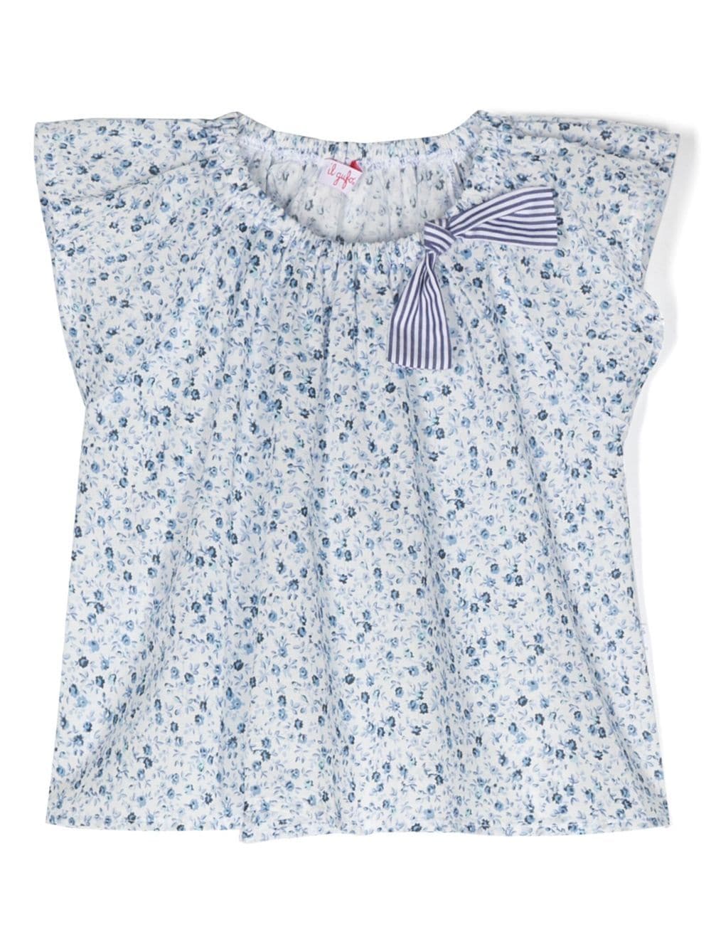 Il Gufo Bluse aus Voile mit Blumen-Print - Weiß von Il Gufo