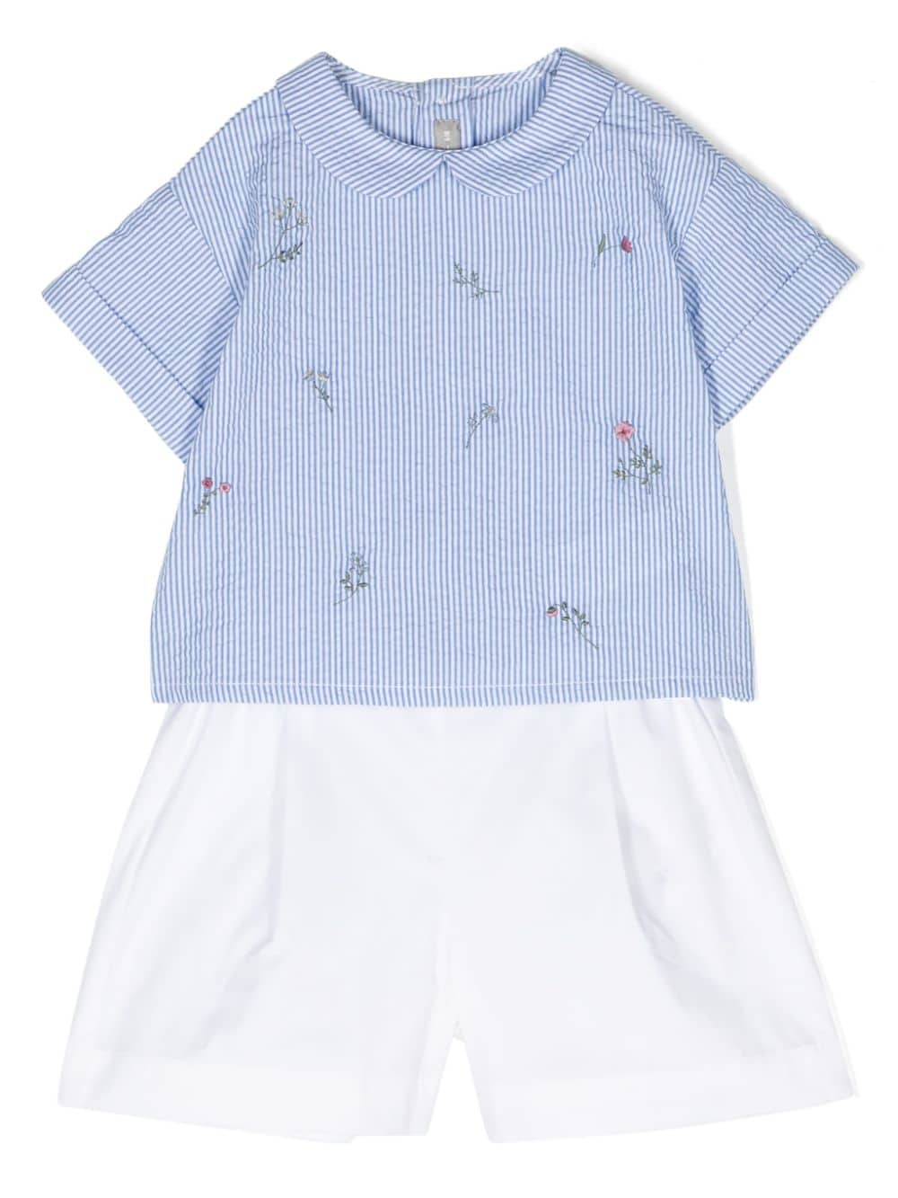 Il Gufo Gestreiftes Short-Set - Blau von Il Gufo