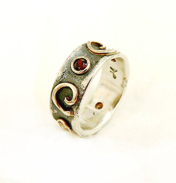 Beliebtes Geschenk Für Sie, Geburtsstein Ring, Spiral Design, Spiritueller Mit Vier Edelsteinen Besetzt, Weihnachtsgeschenk, Freundin Geschenk, Ilan von IlanAmirJewelry