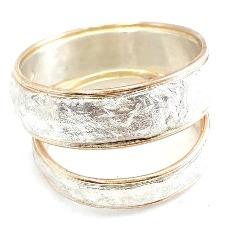 Ehering Set, Eheringe Für Sie Und Ihn, Zerknitterte Staniol Textur, Ringset Männer, Ilan Amir Schmuck von IlanAmirJewelry