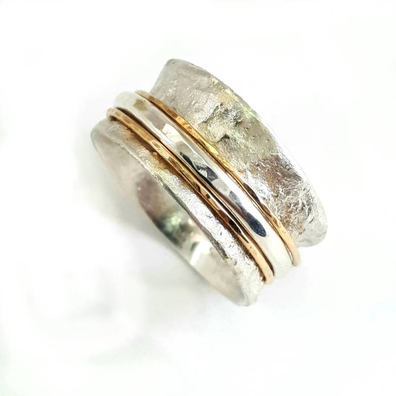 Frauenring, Spinnerring, Spezieller Rustikaler Ehering, Ehering von IlanAmirJewelry