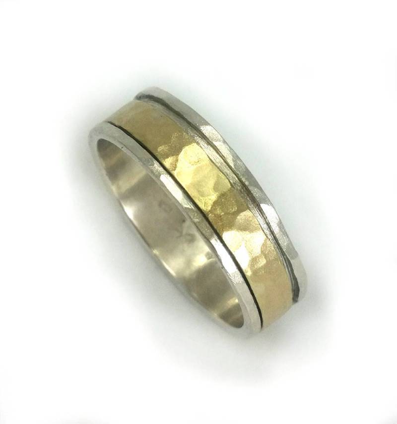 Gold Spinner Herrenring, Ehering Der Männer, Drehender Sorgenring, Breiter Aus Gelbgold, Leichter Ring, Ilan Amir Jewelry von IlanAmirJewelry