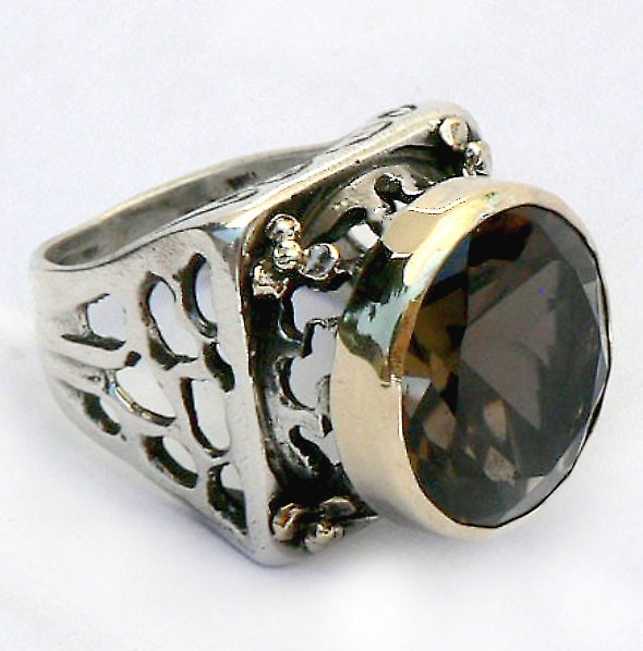 Rauchtopas Statement Ring, Cocktailring, Spitzendesign, November Geburtsstein, Mutig Und Auffallend, Großer Ilan Amir von IlanAmirJewelry