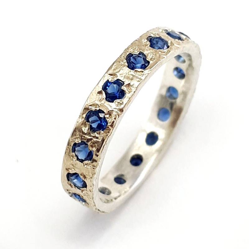 Wunderschöner Saphir Verlobungsring, Blauer Ring, Sterling Silber Und Gold Mit Besetzt, "Etwas Blaues" Verlobungsring." von IlanAmirJewelry