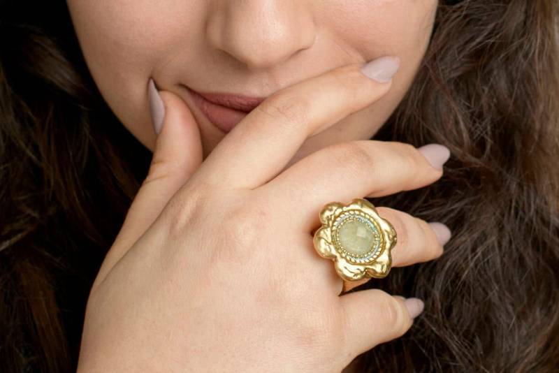 Breiter Grobstrick Goldring - 24K Gold Stein Ring Statement Ringe Für Frauen von IlanaArtisticJewelry