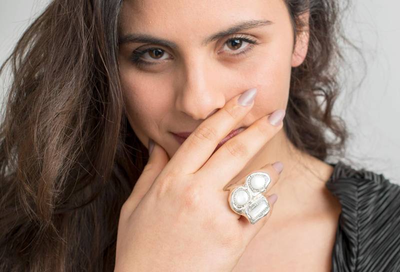 Perlmutt Ring - Statement Chunky Silber Für Frauen 925 Sterling von IlanaArtisticJewelry