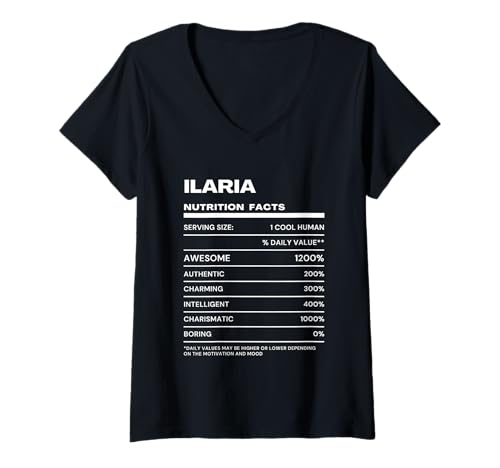 Damen Ilaria Durchschnittliche Nährwerte Name Lustig T-Shirt mit V-Ausschnitt von Ilaria Nutrition Facts Name Funny Birthday
