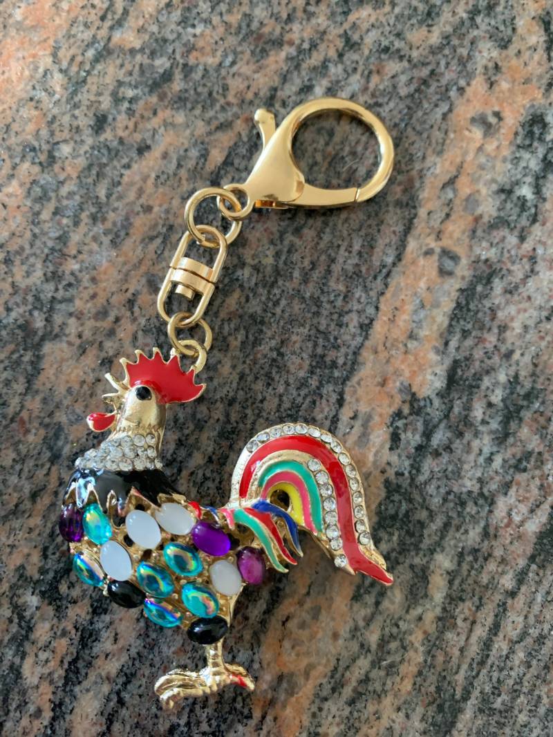 Taschenanhänger Strass Hahn Handtaschenanhänger Taschenanhänger Strass Hahn Handtaschenanhänger von IldiVintage